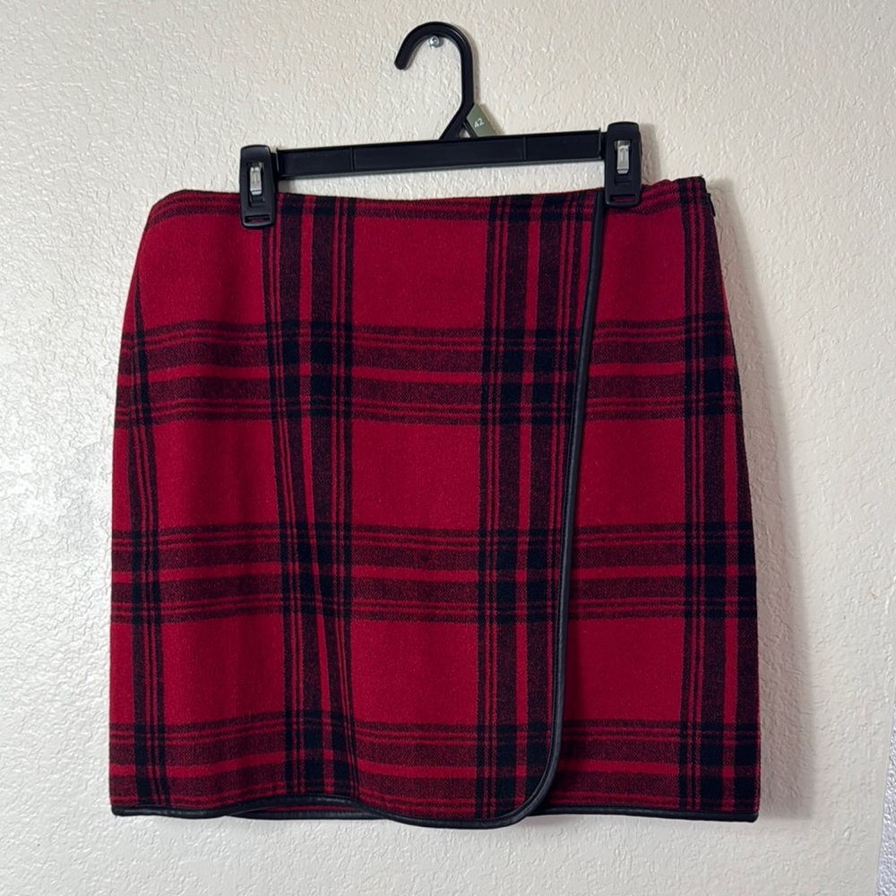 Joe Fresh Wool  Blend-Red and Black Women's Skirt